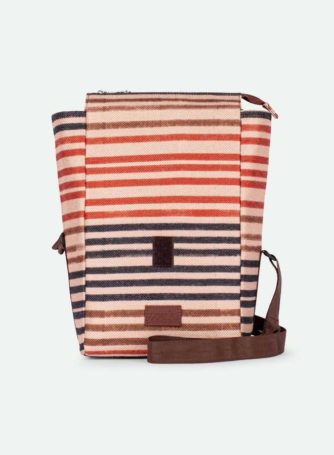 ZOUK Qutub Striped Printed Multicolor Insulated Roll up Lunch Bag - Image 3